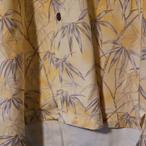 Tommy Bahama Yellow Bamboo Print Silk Shirt - Picture 5 of 7